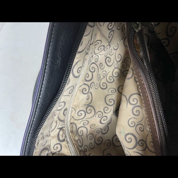 Purple and multi color Owl art and embroidery work  shoulder bag. - Picture 10 of 14